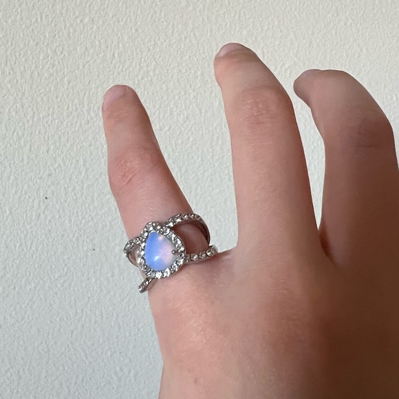 Opalite and CZ Silver Ring - Picture 3 of 3